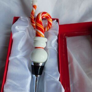 NIB Snowman bottle stopper. Wine stopper Glass Art Lsarts